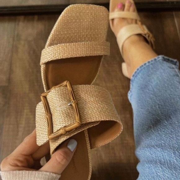 Universal Thread Bristol Woven Raffia Straw Block Heels Excellent Size 8.5 - Picture 8 of 8